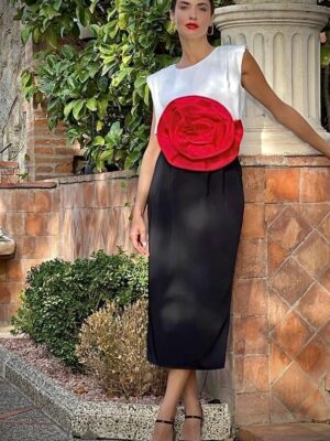 Vestido combinado flor