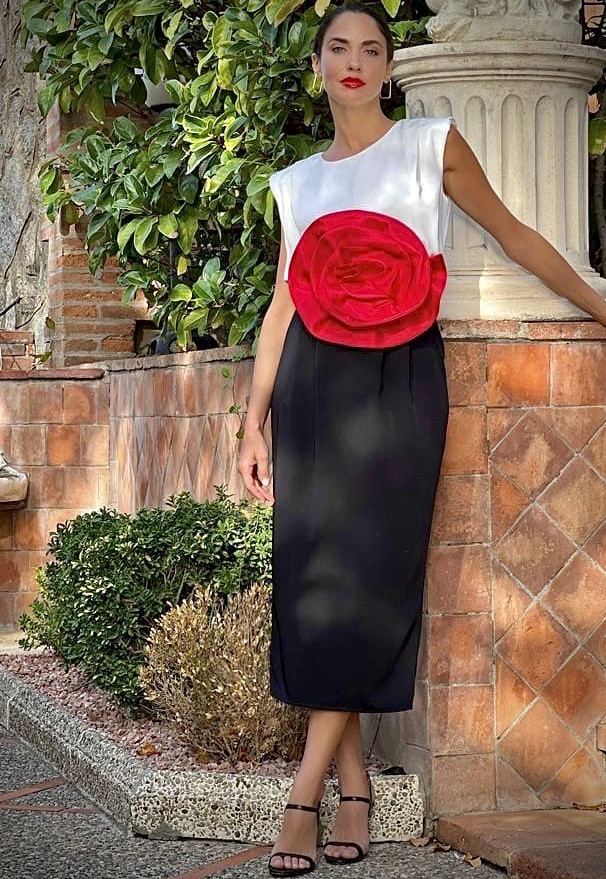 Vestido combinado flor