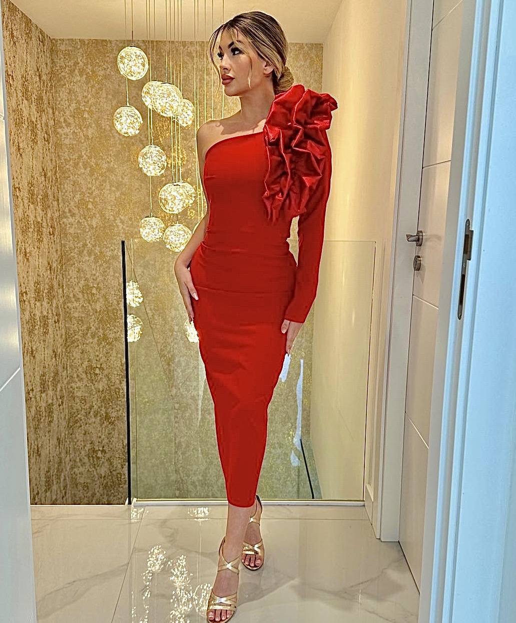 Vestido midi asimétrico - Imagen 2