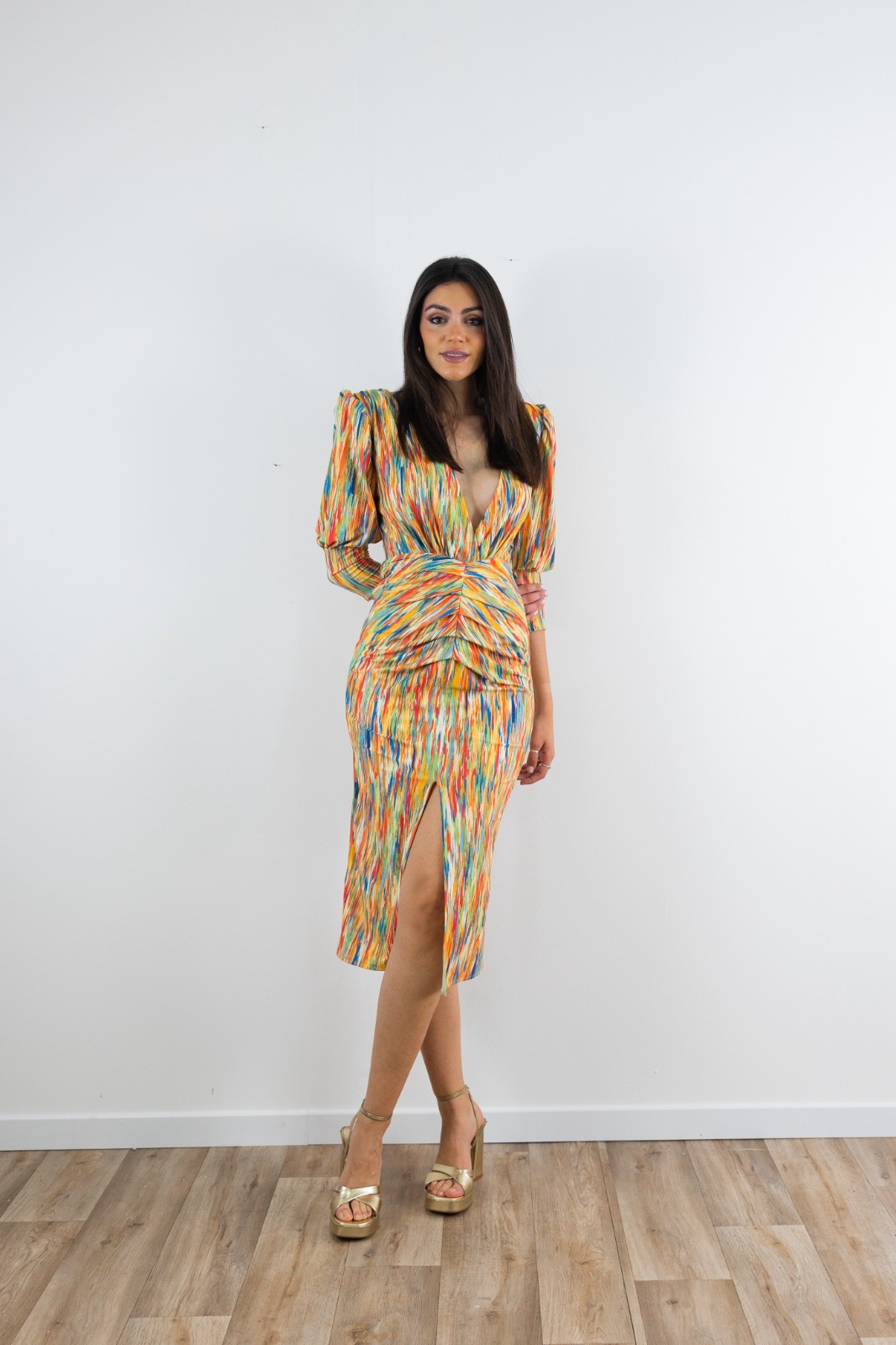 Vestido punto estampado rayas