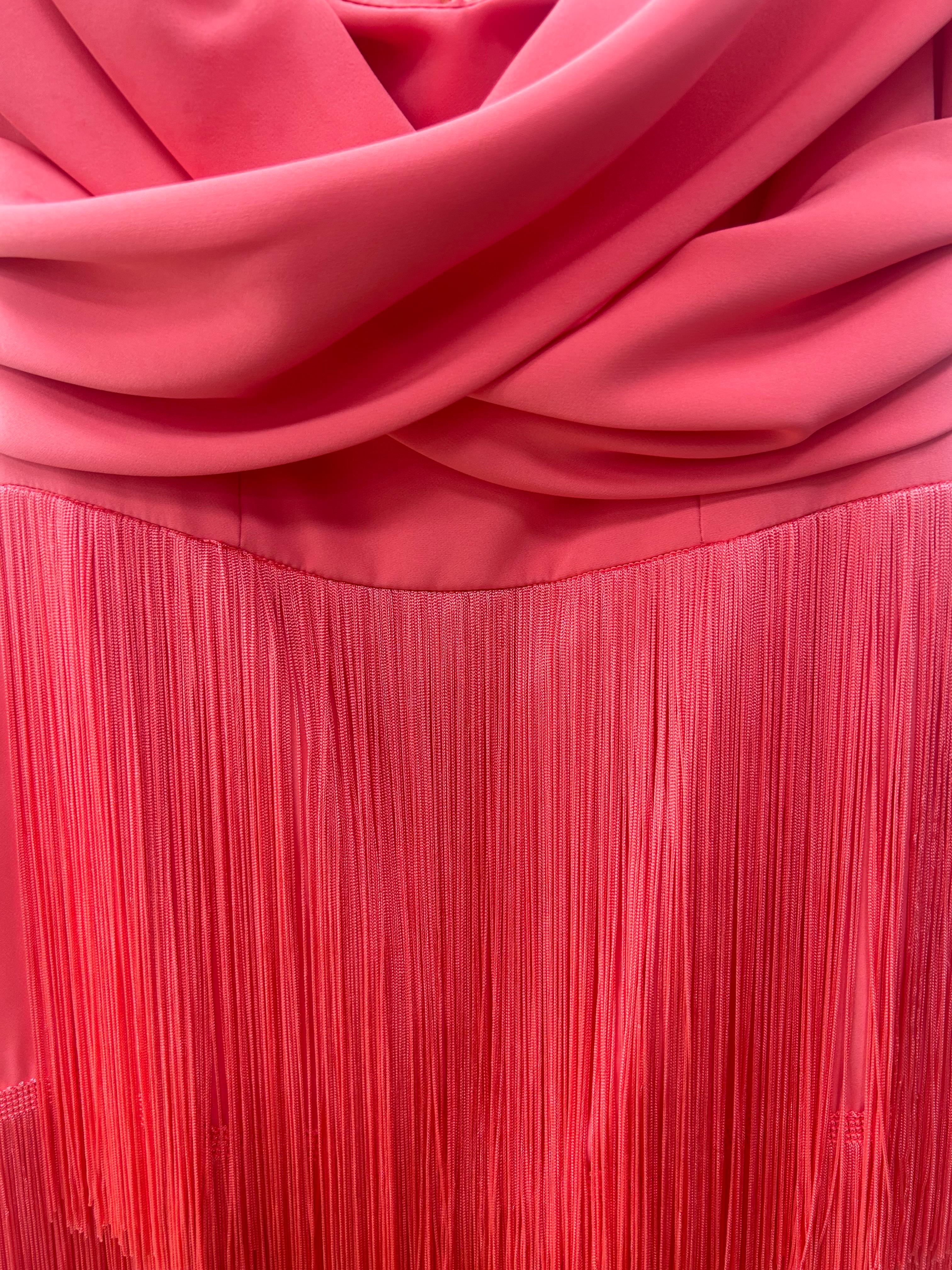 Vestido flecos cuello barco - Imagen 2
