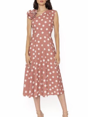 Vestido midi evasé lunares