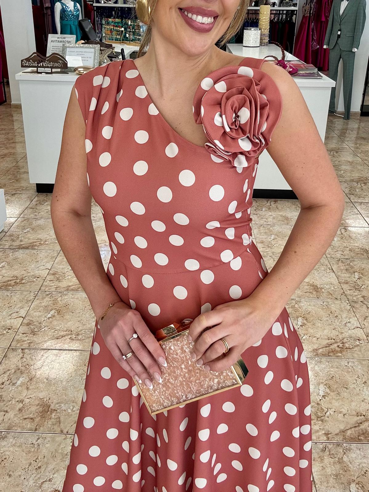 Vestido midi evasé lunares - Imagen 2