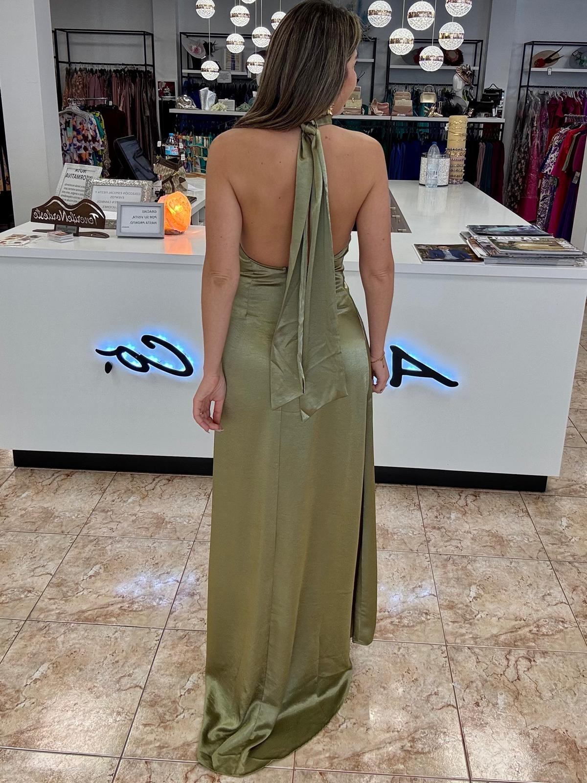 Vestido halter satinado - Imagen 4