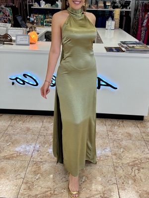 Vestido halter satinado