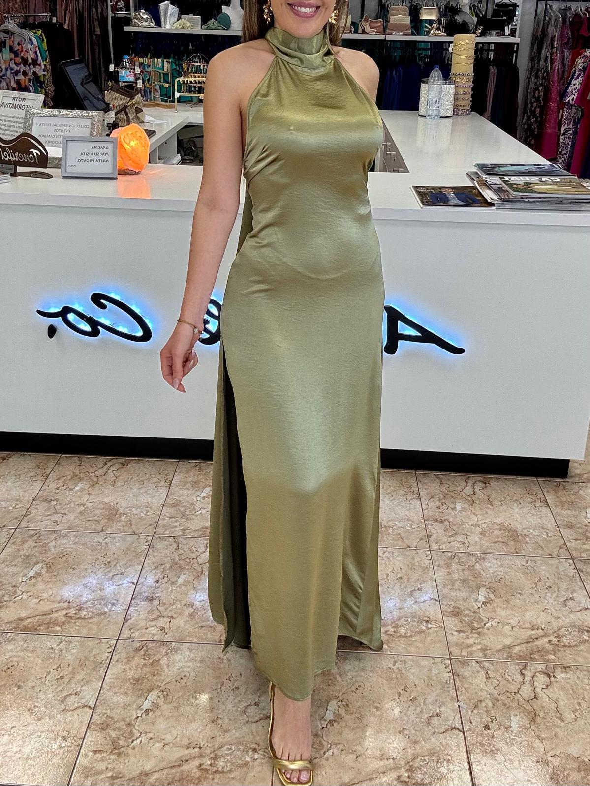 Vestido halter satinado
