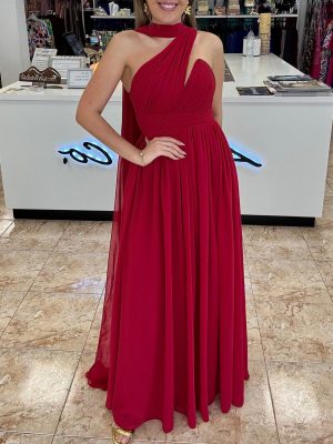 Vestido largo asimétrico gasa