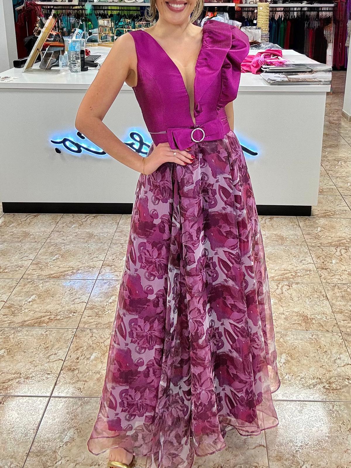 Vestido organza estampada