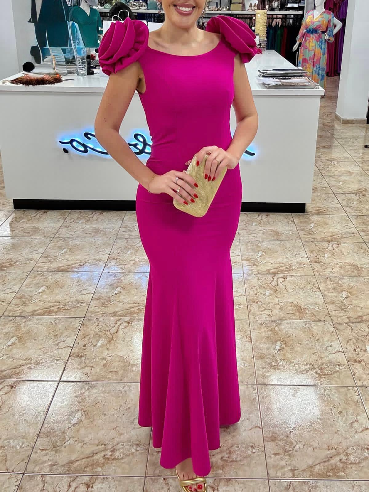 Vestido largo flores hombros