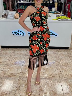 Vestido halter bordado