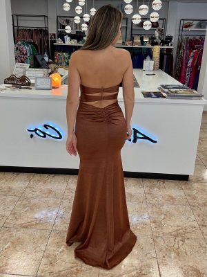 Vestido satinado palabra de honor