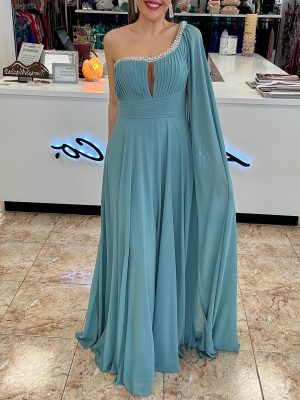 Vestido asimétrico pedrería