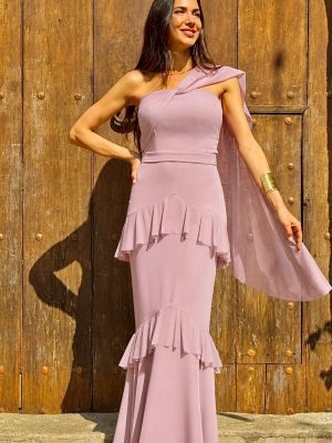 Vestido largo tul volantes