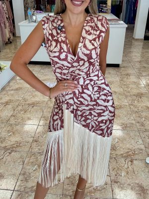 Vestido midi flecos