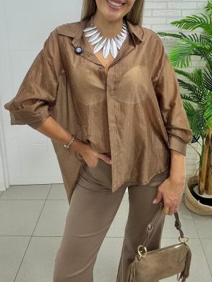 Maxi camisa strass