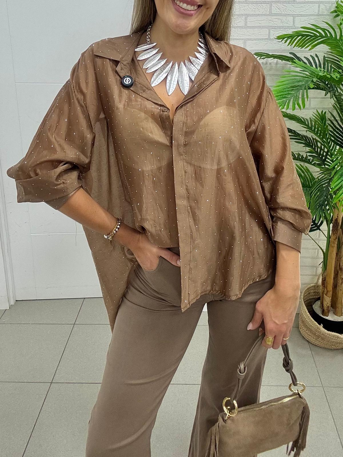 Maxi camisa strass
